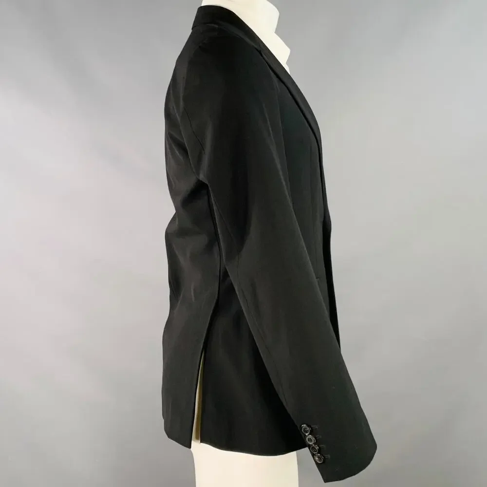 DRIES VAN NOTEN 36 Black Polyester Wool Single Breasted Notch Lapel Sport Coat